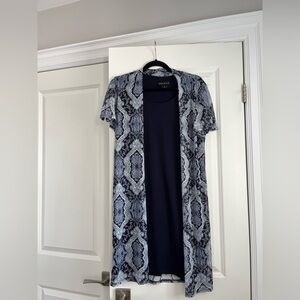 Stella & Julie Fooler Cardigan Dress Navy Blue Sleeveless Inner Dress Size 6